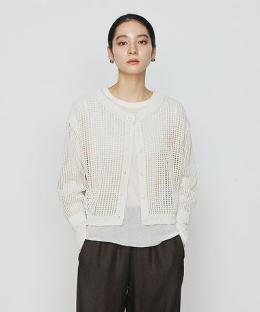 和紙×peフリーゼヤーン スクエアメッシュ2WAYカーディガン