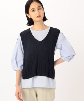 前後2WAY】よろけ縞 ニットベスト（72-33IG06-204）｜Gabardine