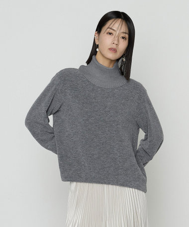 〔 TALLサイズ 〕 ウールブークレー スヌード付きプルオーバー