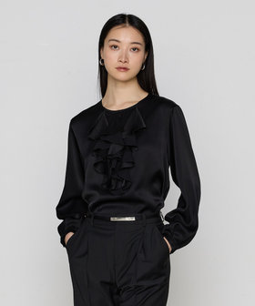 TALLサイズ 〕 トリアセバックサテンジョーゼット ラッフル