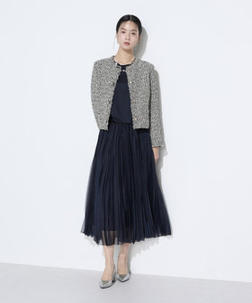 TALLサイズ 〕 セレモニーツイード ノーカラージャケット（76-02JO02