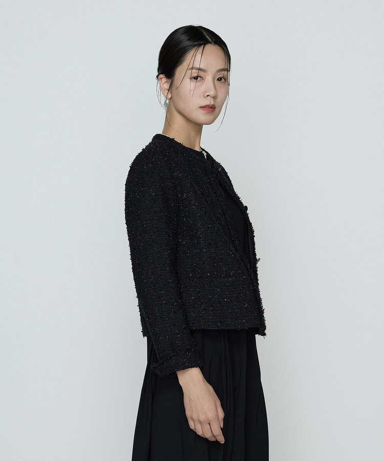 TALLサイズ 〕 セレモニーツイード ノーカラージャケット（76-02JO02