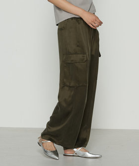 TALLサイズ 〕 キュプラツイル サテンツイルワイドカーゴパンツ（76