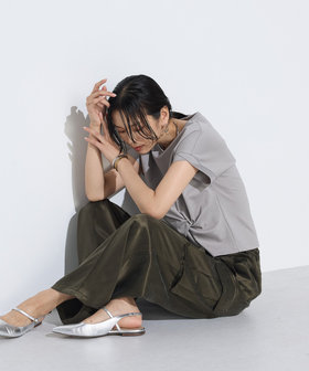 TALLサイズ 〕 キュプラツイル サテンツイルワイドカーゴパンツ（76