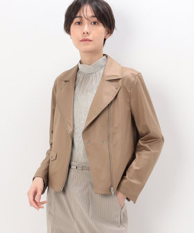 TALLサイズ 〕 ポンチフェイクレザーエンボス ライダース