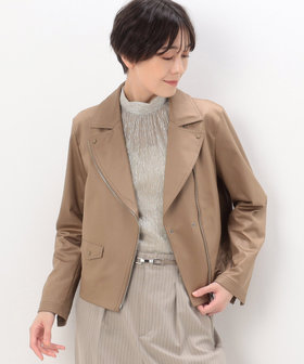 TALLサイズ 〕 ポンチフェイクレザーエンボス ライダース
