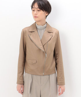 TALLサイズ 〕 ポンチフェイクレザーエンボス ライダース