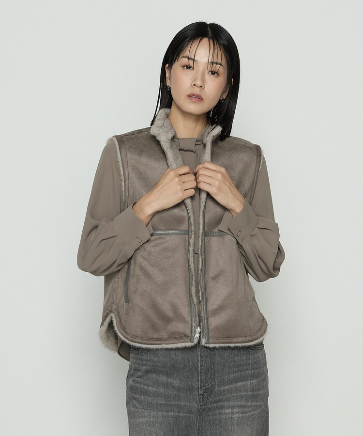 〔 TALLサイズ 〕 エコファー リバーシブルジレ