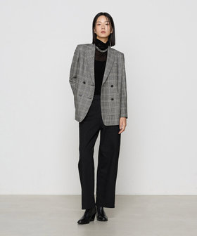 TALLサイズ 〕2WAYストレッチチェックフラノ デザインダブルジャケット