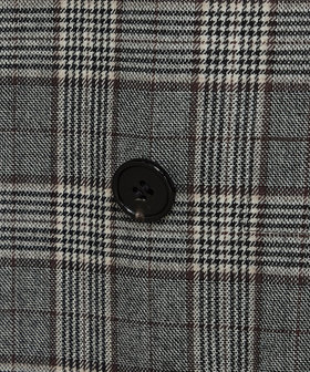 TALLサイズ 〕2WAYストレッチチェックフラノ デザインダブルジャケット