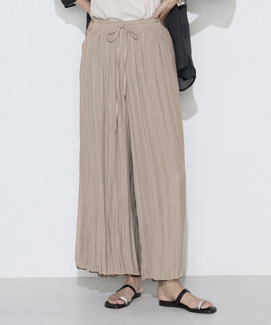 〔 TALLサイズ 〕 割繊×シフォン プリーツパンツ