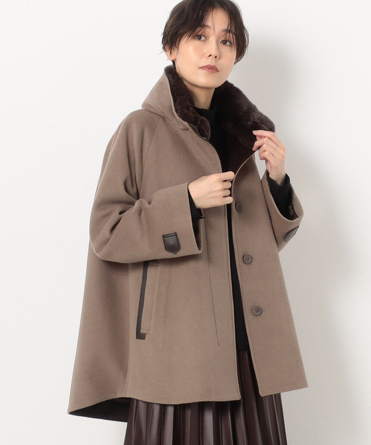 TALLサイズ 〕 アンゴラウール Aラインショートコート（76-15WE03-203