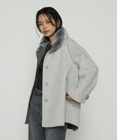 〔 TALLサイズ 〕 アンゴラウール ・Aラインショートコート
