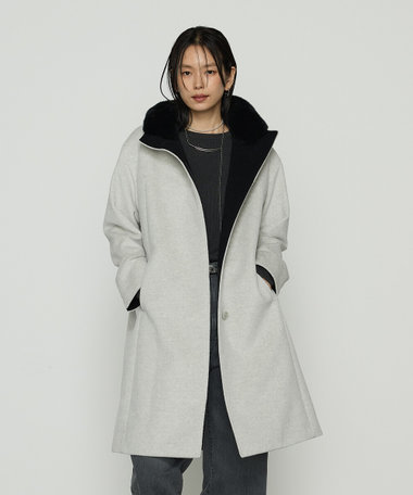〔 TALLサイズ 〕 アンゴラウール スタンドフーデットコート