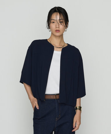 〔 TALLサイズ 〕 バックサテンジョーゼット ハーフスリーブブルゾン