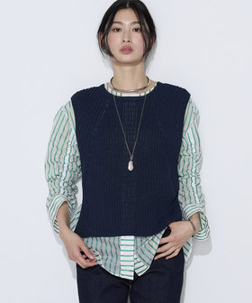 〔 TALLサイズ 〕 和紙混ドライタッチ ニットジレ