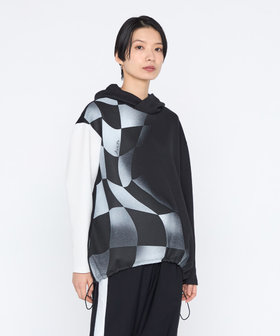 チェッカーフラッグプリント フーディー