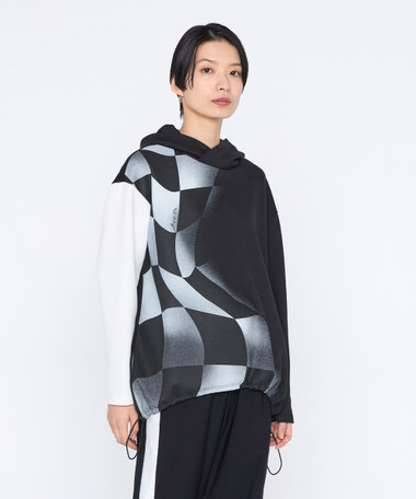 チェッカーフラッグプリント フーディー