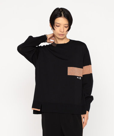 コッパーライン入り ニットプルオーバー