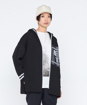 ロゴ入り畦 ニットパーカ