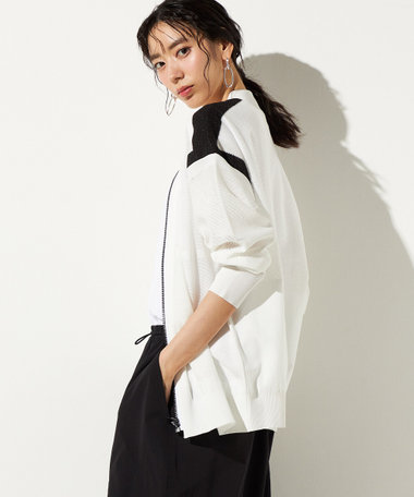 メッシュトロンプルイユ ニットブルゾン