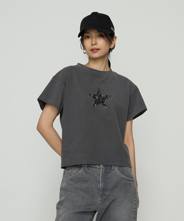 スパンコール 星刺繍Tシャツ（77-02TM01-205）｜ベータ（β