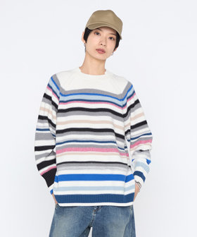 カラーボーダー ニットプルオーバー