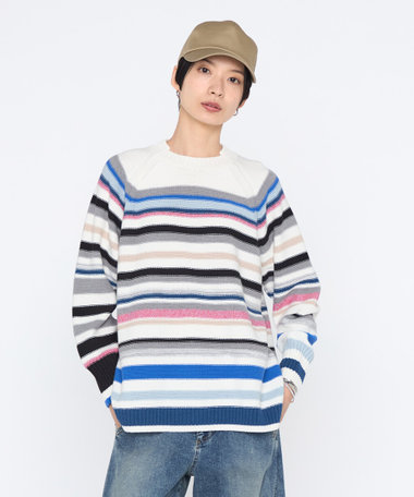 カラーボーダー ニットプルオーバー