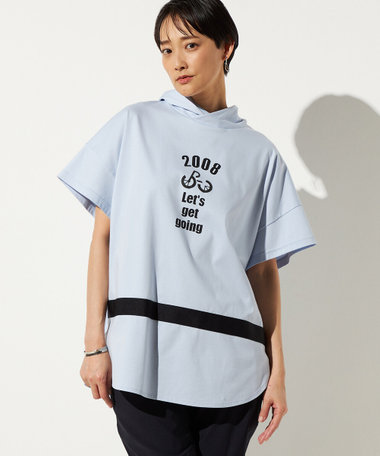 自転車ロゴプリント フードプルオーバー