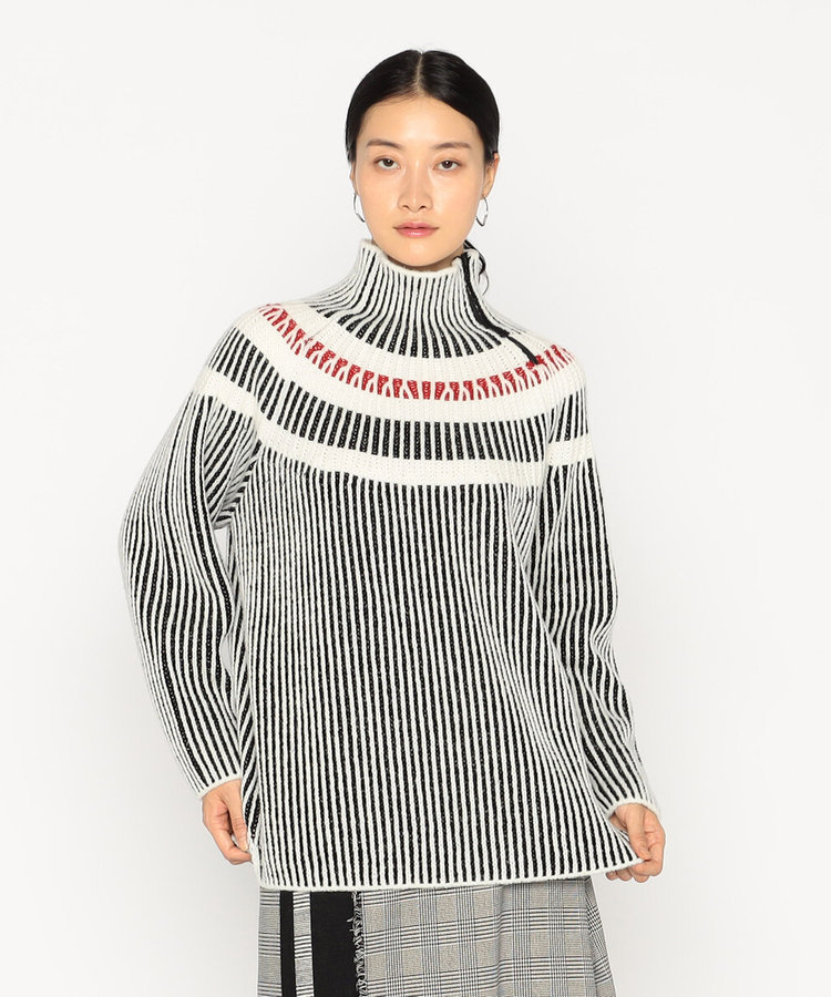 求心柄 配色ライン入り ニットプルオーバー（77-08IM12-205）｜ベータ