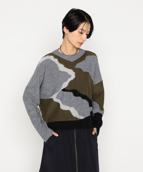 カモフラ柄ニット プルオーバー