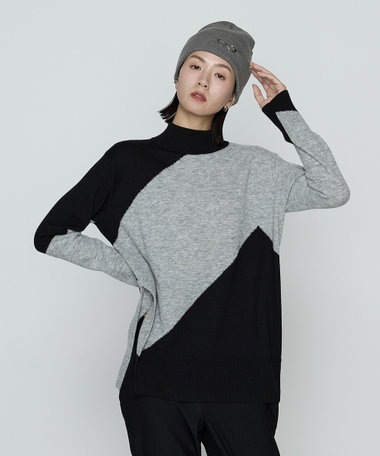 ビックダイヤ柄 ニットプルオーバー