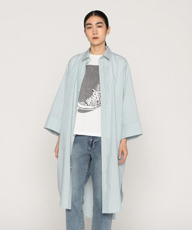 【希少】ISSEY SPORT ストライプ ロングシャツ ポリエステルストライプ ロングシャツ（77-21HK06-205）｜ベータ