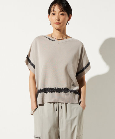 かすれライン ニットプルオーバー