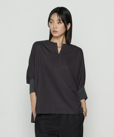 Hello,Bounjour! Vネックオーバーサイズドルマンスリーブ