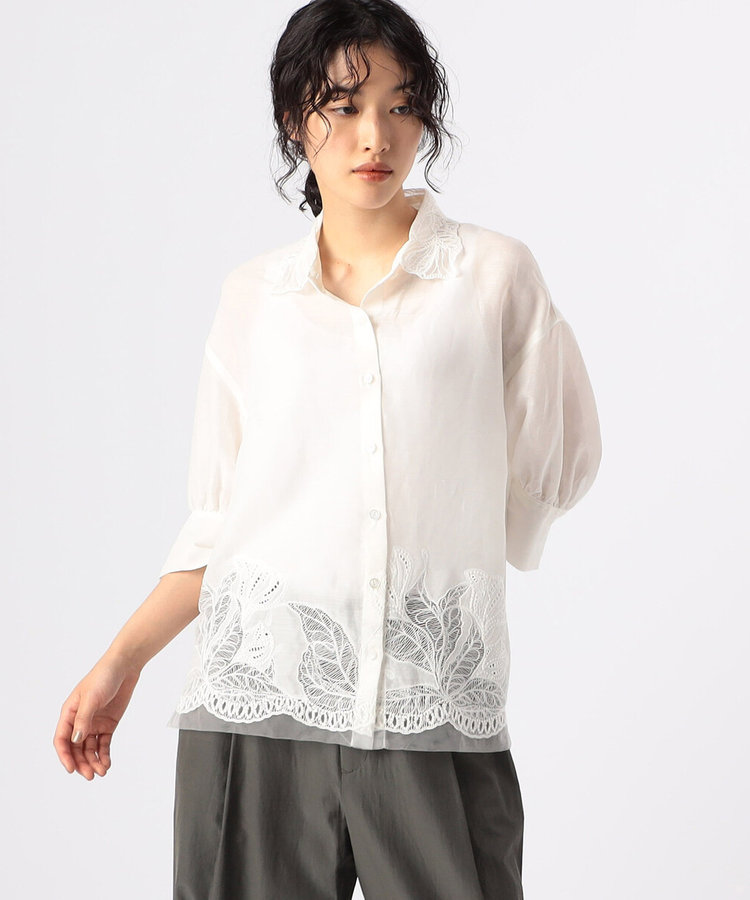 サイズ 〕 ラミーコットンエンブロイダリー シアー刺繍の