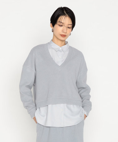 〔 +サイズ 〕 ニットコール レイヤードセーター