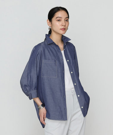 〔 +サイズ 〕 オトナシャンブレー たっぷりシャツ