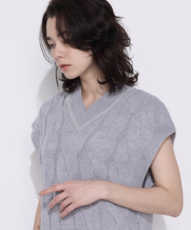 ギャバジン K．T（Gabardine K．T）/〔 +サイズ 〕 ケーブルニットベスト付き ワンピース サイズ 〕 ケーブルニットベスト付き ワンピース（78-06OM01-205
