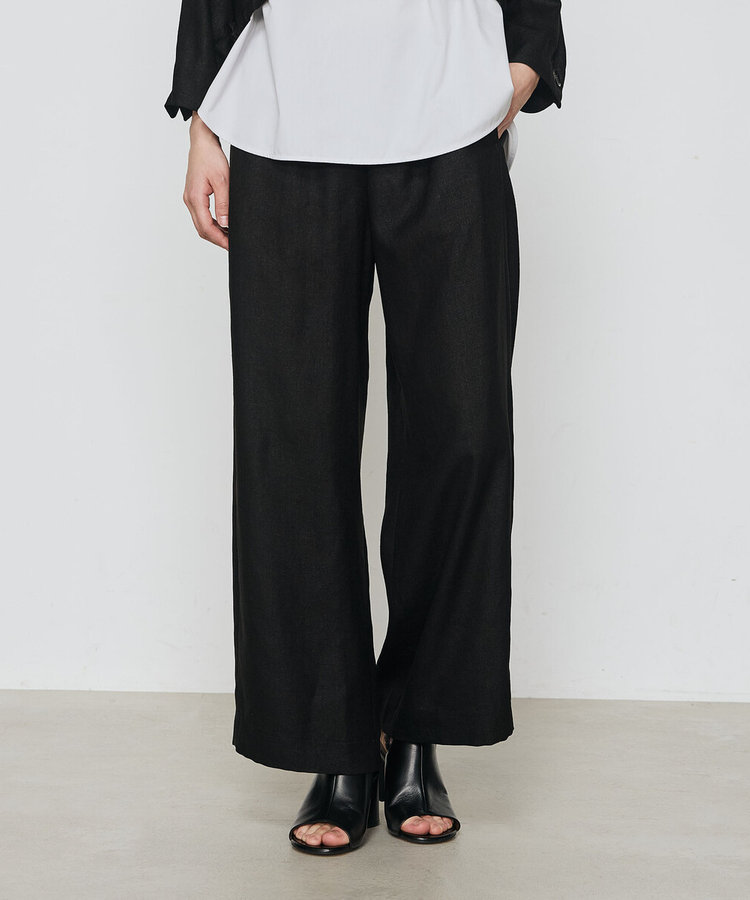〔 +サイズ 〕 麻調合繊 ワイドパンツ