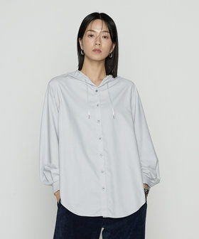 〔 +サイズ 〕 マイクロスパン フード付きブラウス