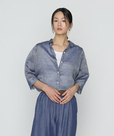 〔 +サイズ 〕 ラミーシャンブレー シアーシャツ