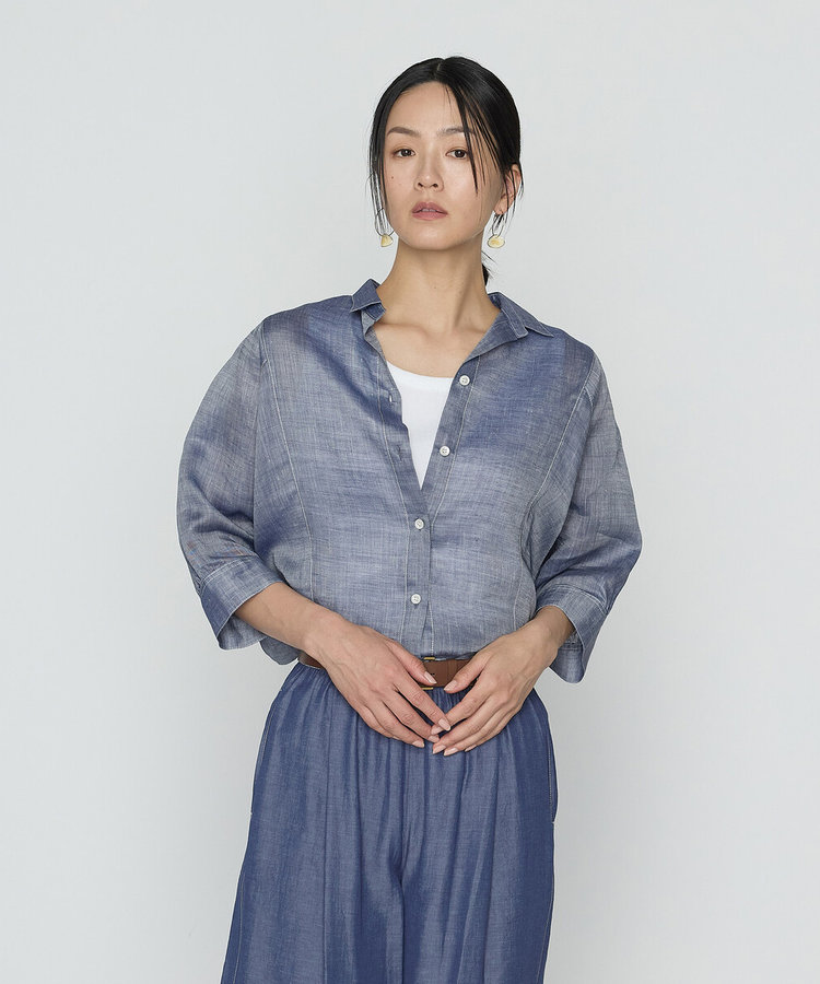 〔 +サイズ 〕 ラミーシャンブレー シアーシャツ