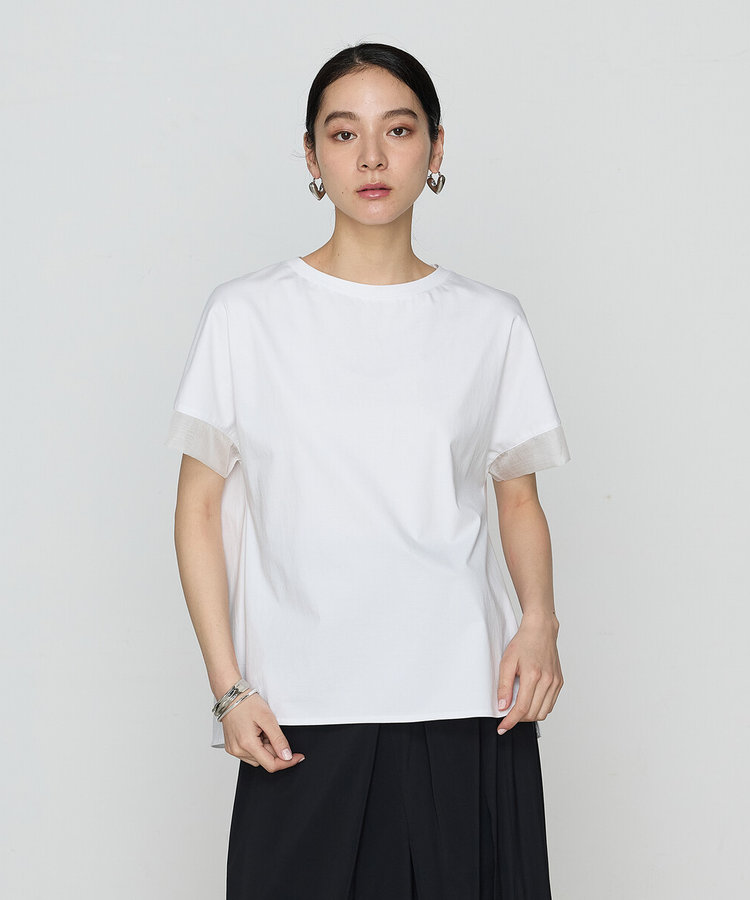 サイズ 〕 プレーティング天竺 袖シアーTシャツ（78-21EK10-205