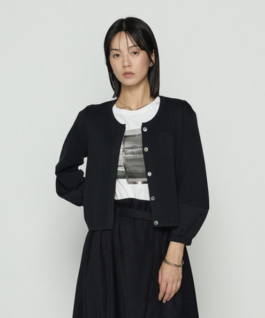 〔 +サイズ 〕 ブライトストレッチヤーン ミラノリブショートジャケット