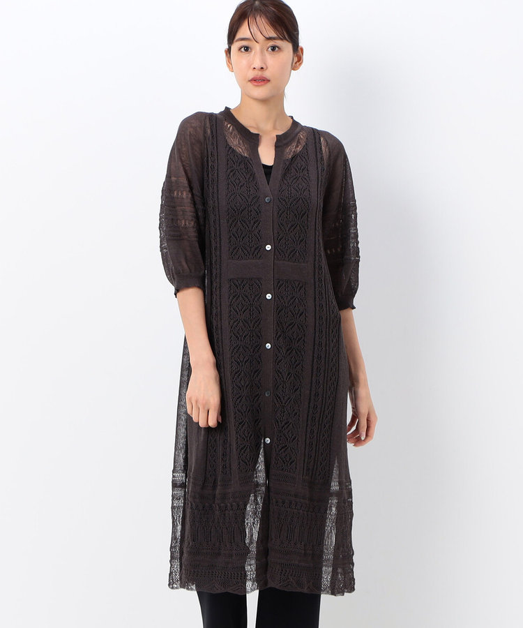 ＋サイズ〕レーシー ロングカーディガン（78-35IC10-203）｜Gabardine 