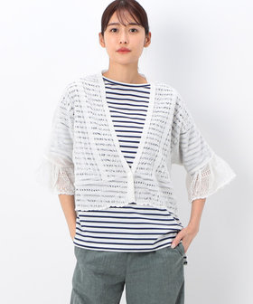 〔 +サイズ 〕 レーシー ショートカーディガン