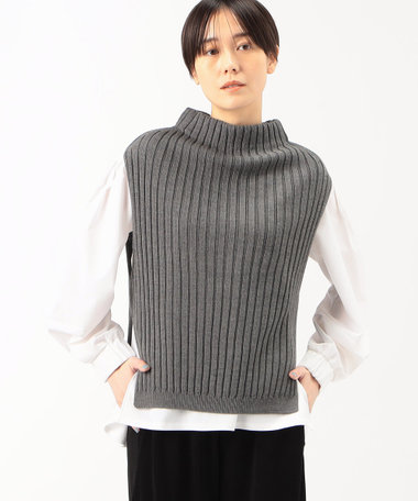 〔 +サイズ 〕 ソフトウール ワイドリブベスト