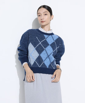 〔 +サイズ 〕 ジャカード アーガイルニットセーター