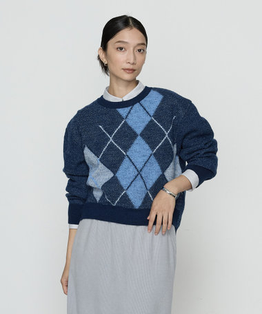 〔 +サイズ 〕 ジャカード アーガイルニットセーター